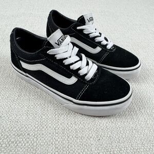 Vans Old Skool Sneakers Youth Classic Suede Black White Lace Up Unisex Size 2